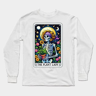 Funny Plant Lady Tarot Vintage Skeleton Floral Moon Garden Long Sleeve T-Shirt